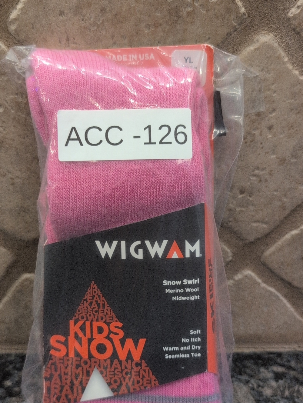 Kids/Women's Sno Merino Wool Midweight Socks - Pink - Picture 5 of 5